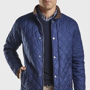 Peter Millar Navy Quilted Jacket Suffolk Coat Men’s Size Med